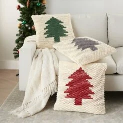 20"x20" Oversize Christmas Tree Loops Square Throw Pillow Ivory/Gray - Mina Victory -Mina Victory Shop GUEST 02ab311e 973f 4a27 9176 5aaddc270be8