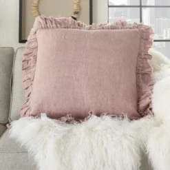 Mina Victory Life Styles Linen Frilled Border Throw Pillow -Mina Victory Shop GUEST 02f4b7f0 459d 4f1b 9c2c bf8fda6ed71e