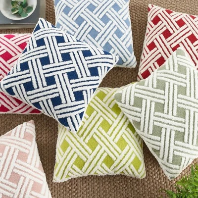 20"x20" Oversize Faux Shearling Fur Jacquard Basketweave Square Throw Pillow - Mina Victory 3 20"x20" Oversize Faux Shearling Fur Jacquard Basketweave Square Throw Pillow - Mina Victory