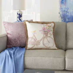Mina Victory Life Styles Bicycle Multicolor Throw Pillow - 18" X 18" -Mina Victory Shop GUEST 0c810762 00e6 42dd 9c8d 89965a321cf2