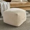 Mina Victory Lifestyle Modern Solid 18" X 18" X 14" Ivory Indoor Pouf
