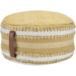 Mina Victory Woven Stripes Outdoor Pouf With Handle -Mina Victory Shop GUEST 16dbbba9 7644 48e9 99d0 479883254526