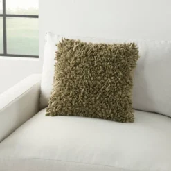 17"x17" Shag Chindi Short Cut Square Throw Pillow Sage - Mina Victory -Mina Victory Shop GUEST 250c7f76 7031 44ac 85dc ae81115309e7
