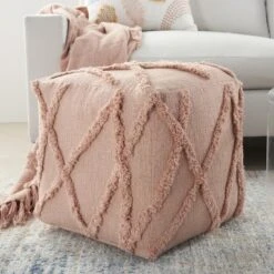 Mina Victory Life Styles Tufted Abstract Diamond 16X16X16 Indoor Pouf -Mina Victory Shop GUEST 299493a0 b51a 4803 85c8 abedfa043652