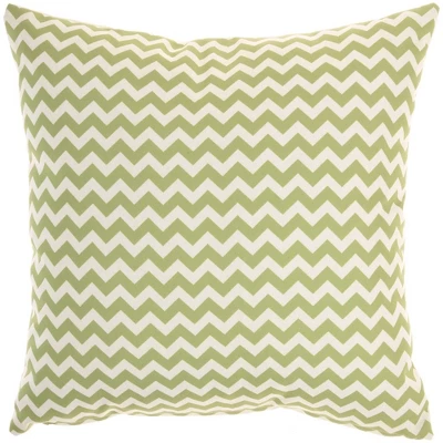 18"x18" Reversible Indoor/Outdoor Leaves And Chevron Print Square Throw Pillow - Mina Victory 2 18"x18" Reversible Indoor/Outdoor Leaves And Chevron Print Square Throw Pillow - Mina Victory