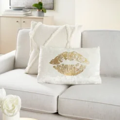 12"x18" Luminescence Metallic Lips Lumbar Throw Pillow Gold - Mina Victory -Mina Victory Shop GUEST 2df1f6e9 1056 4143 a6c0 891cbafa702d