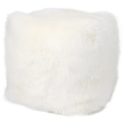 Mina Victory Faux Shearling White Pouf 4 Mina Victory Faux Shearling White Pouf - Image 2