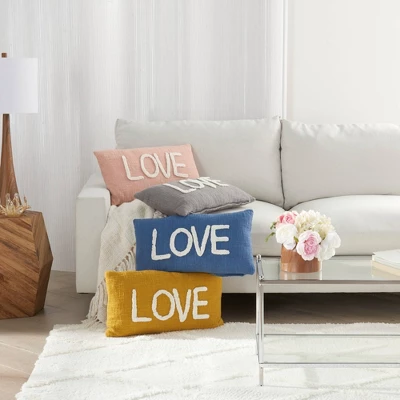 12"x21" Oversize Life Styles 'Love' Tufted Lumbar Throw Pillow - Mina Victory 3 12"x21" Oversize Life Styles 'Love' Tufted Lumbar Throw Pillow - Mina Victory