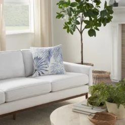 Mina Victory Life Styles Embroidered Palms 18" X 18" Blue Indoor Pillow Cover -Mina Victory Shop GUEST 3f15b8e5 fc2f 48d8 839d ee661c6eeec4