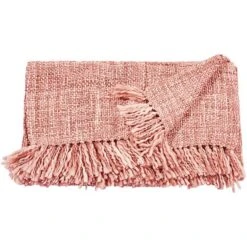 50"x60" Basket Weave Reversible Throw Blanket Pink - Mina Victory
