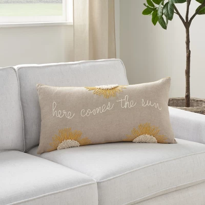 Mina Victory Life Styles Here Comes The Sun 12" X 24" Natural Indoor Pillow Cover 3 Mina Victory Life Styles Here Comes The Sun 12" X 24" Natural Indoor Pillow Cover