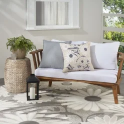 Mina Victory Aloha Floral 20" X 20" Indoor Outdoor Throw Pillow