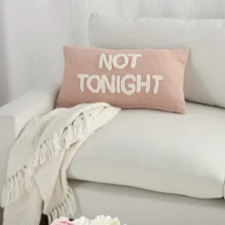 Mina Victory Life Styles Tonight Reversible Not Tonight Tufted Text 14" X 24" Indoor Throw Pillow -Mina Victory Shop GUEST 57315648 1792 4320 a32f b5739380ad64