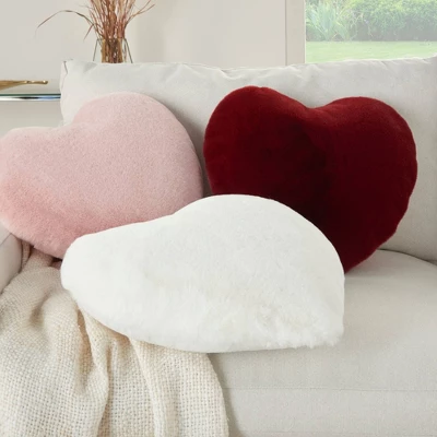 Rabbit Faux Fur Heart Throw Pillow Blush - Mina Victory 3 Rabbit Faux Fur Heart Throw Pillow Blush - Mina Victory