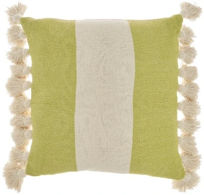 Mina Victory Life Styles Color Block Stripes With Tassel 18"x18" Indoor Throw Pillow 10 Mina Victory Life Styles Color Block Stripes With Tassel 18"x18" Indoor Throw Pillow - Image 8