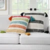 18"x18" Woven Loops Striped Square Throw Pillow With Tassels - Mina Victory