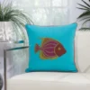 Mina Victory Outdoor Pillows Beaded Fish 18" X 18" Turquoise/Coral Throw Pillow