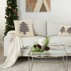 20"x20" Oversize Christmas Tree Loops Square Throw Pillow Ivory/Gray - Mina Victory -Mina Victory Shop GUEST 6e930a70 384e 4242 8b22 6f2582391004