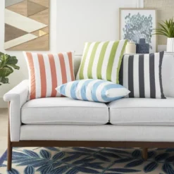 Mina Victory Multi Stripes Reversible Indoor Outdoor Throw Pillow -Mina Victory Shop GUEST 738ab3a8 1844 4d65 af98 f35062439f39