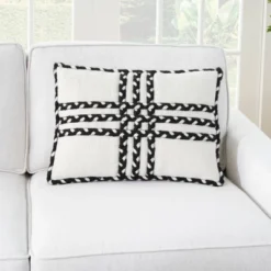 14"x20" Oversize Criss Cross Braids Lumbar Throw Pillow - Mina Victory