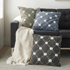 20"x20" Oversize Diamond Embroidered Dots Square Throw Pillow - Mina Victory -Mina Victory Shop GUEST 76592969 7549 428c a808 eb08e863cbb1