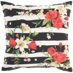 Reversible Indoor/Outdoor Rose And Zebra Print Throw Pillow Black/White - Mina Victory -Mina Victory Shop GUEST 82a99029 76c9 4ff2 9ea1 a19261aa1767
