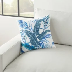 18"x18" Life Styles Towel Embroidered Palm Leave Square Throw Pillow Blue - Mina Victory 10 18"x18" Life Styles Towel Embroidered Palm Leave Square Throw Pillow Blue - Mina Victory -Mina Victory Shop GUEST 890840f0 13d7 4929 b955 968143468616
