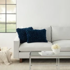 14"x20" Oversize Shag Chindi Short Cut Lumbar Throw Pillow Navy - Mina Victory -Mina Victory Shop GUEST 89c34940 b8c3 4a7d 8931 efe4ca1e59d9