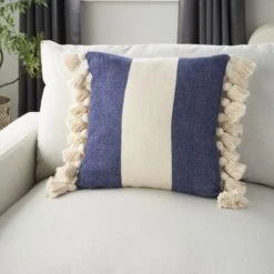 Mina Victory Life Styles Color Block Stripes With Tassel 18"x18" Indoor Throw Pillow 18 Mina Victory Life Styles Color Block Stripes With Tassel 18"x18" Indoor Throw Pillow -Mina Victory Shop GUEST 8a6ebe94 c304 4ce6 8801 038ceab44175
