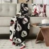 Mina Victory Halloween Skull 50" X 60" Black/White Throw Blanket