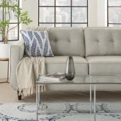 18"x18" Printed Leaves Square Throw Pillow Blue - Mina Victory -Mina Victory Shop GUEST 8fe8eb74 9fb6 497f 8eb9 30d90838d06d