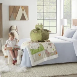 Mina Victory Crocodile Pouf Green 18" X 18" Stuffed Animal