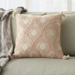 Mina Victory Life Styles Embroidered Feathers 18" X 18" Indoor Throw Pillow -Mina Victory Shop GUEST 92d60313 76e5 45dd 9f0e 9bf21e4670ee