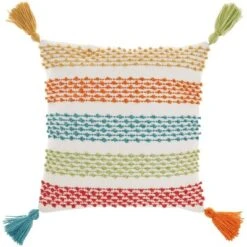 18"x18" Woven Loops Striped Square Throw Pillow With Tassels - Mina Victory -Mina Victory Shop GUEST 9dd0bf47 0c50 474d 96eb 22ab6080c87a