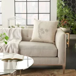 20"x20" Oversize Life Styles Printed Skull Square Throw Pillow Natural - Mina Victory -Mina Victory Shop GUEST a26f20ab e382 4493 9881 c473fd2b89a0