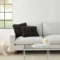 17"x17" Shag Chindi Short Cut Square Throw Pillow Charcoal - Mina Victory -Mina Victory Shop GUEST a65ebce0 88a6 487a bb08 da1650ea2230