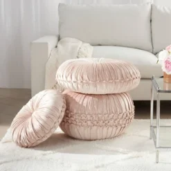Sofia Pin Tuck Velvet Round Floor Cushion - Mina Victory -Mina Victory Shop GUEST aa88da33 9956 49b7 bc3b 76dbef040cf4