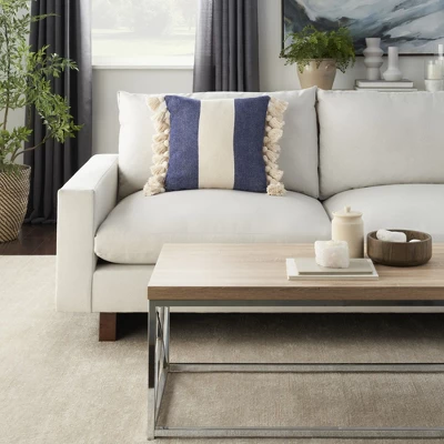 Mina Victory Life Styles Color Block Stripes With Tassel 18"x18" Indoor Throw Pillow 3 Mina Victory Life Styles Color Block Stripes With Tassel 18"x18" Indoor Throw Pillow