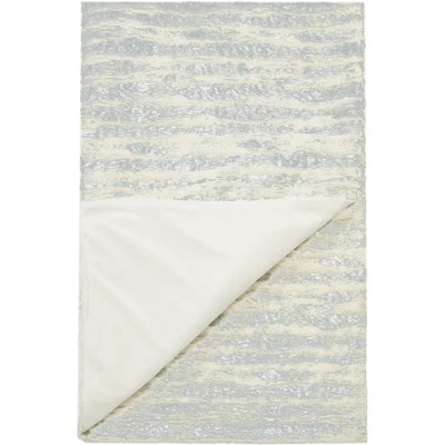 50"x60" Foil Striped Faux Fur Throw Blanket Ivory/Silver - Mina Victory 3 50"x60" Foil Striped Faux Fur Throw Blanket Ivory/Silver - Mina Victory