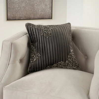 Sofia Beaded Pleated Velvet Throw Pillow - Mina Victory 7 Sofia Beaded Pleated Velvet Throw Pillow - Mina Victory - Image 5