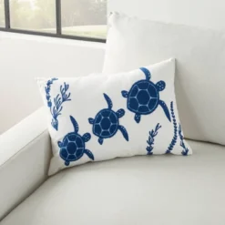 14"x20" Oversize Life Styles Towel Embroidered 3 Sea Turtles Lumbar Throw Pillow Navy - Mina Victory -Mina Victory Shop GUEST b9c2a83b 0d7f 4dfb 9282 75f268f68726
