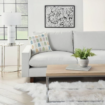 18"x18" Reversible Indoor/Outdoor Leaves And Chevron Print Square Throw Pillow - Mina Victory 3 18"x18" Reversible Indoor/Outdoor Leaves And Chevron Print Square Throw Pillow - Mina Victory - Image 2