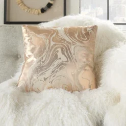 Mina Victory Luminecence Metallic Marble Rose Gold Pillow - 20"X20" -Mina Victory Shop GUEST bcdc70ce 2a59 48bf bdcd 42b4f495273c