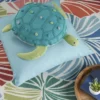 Mina Victory Plush Lines Plush Turtle 13" X 14" Turquoise Throw Pillow