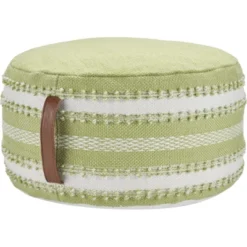 Mina Victory Woven Stripes Outdoor Pouf With Handle -Mina Victory Shop GUEST c42e4cf0 f6d0 4d76 9864 40b14bc06acb