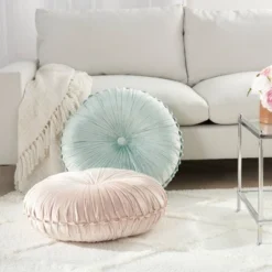 Sofia Pin Tuck Velvet Round Floor Cushion - Mina Victory -Mina Victory Shop GUEST c9833806 d302 453f bd4c 16afdde62331