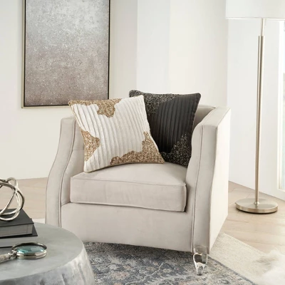 Sofia Beaded Pleated Velvet Throw Pillow - Mina Victory 3 Sofia Beaded Pleated Velvet Throw Pillow - Mina Victory