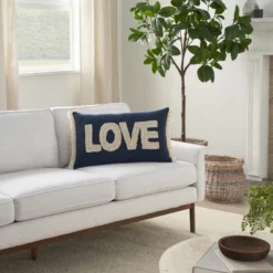 Mina Victory Life Styles Beaded Love 14" X 24" Navy Indoor Pillow Cover -Mina Victory Shop GUEST ccb57dcb 4c9f 4dae 8ca5 a5428463e4d6