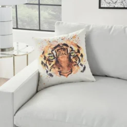 18"x18" Reversible Indoor/Outdoor Tiger And Chevron Print Square Throw Pillow - Mina Victory -Mina Victory Shop GUEST d0dfcfaf 532f 45d4 ab31 b34c3ff646e1