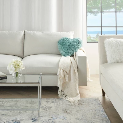 Shag Frame Heart Throw Pillow Blue - Mina Victory 5 Shag Frame Heart Throw Pillow Blue - Mina Victory - Image 3